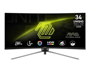 MSI MONITOR GAMING MAG 345CQR, CURVED VA UWQHD, 34, 21:9, 300CD/M2, 100.000.000:1, 1MS, 180Hz, 3440x1440, 2x HDMI/ DISPLAY PORT/ HEADPHONE OUT, BLACK, HAS, 3YW.